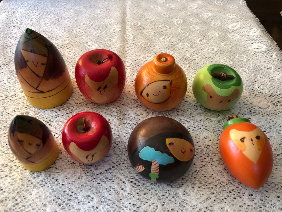 ふくしまひろえ 野菜こけし 果物こけし セット　木製野菜モチーフ人形セット