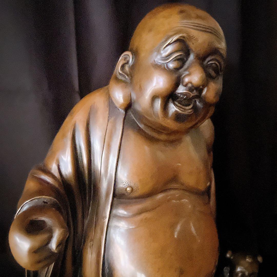 七福神 布袋様　春宗作 銅唐子布袋立像 銅布袋尊像　置物　ブロンズ14kg