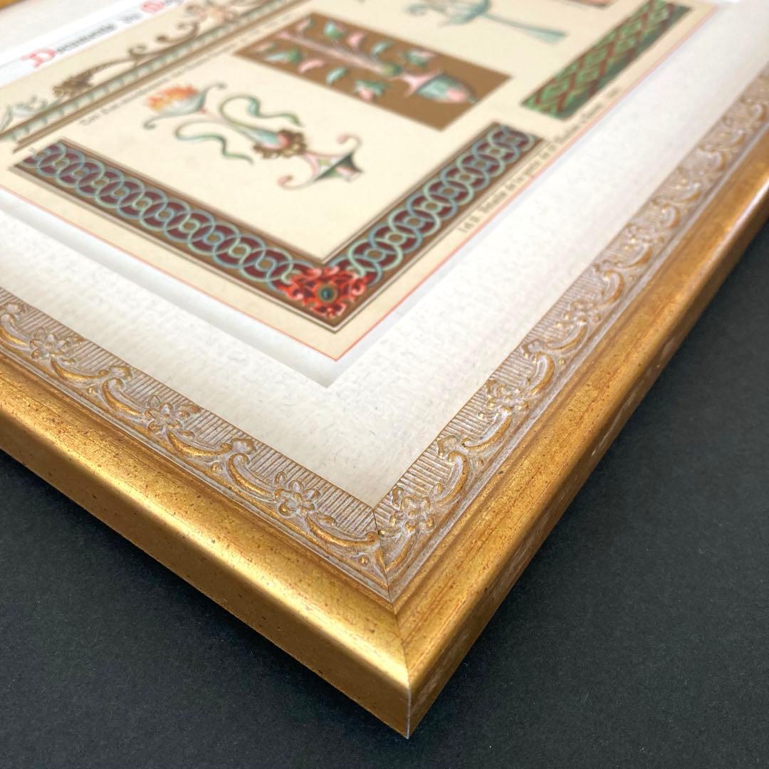 《361》アートフレーム　フランス　アンティーク　装飾写本　額装品　リトグラフ