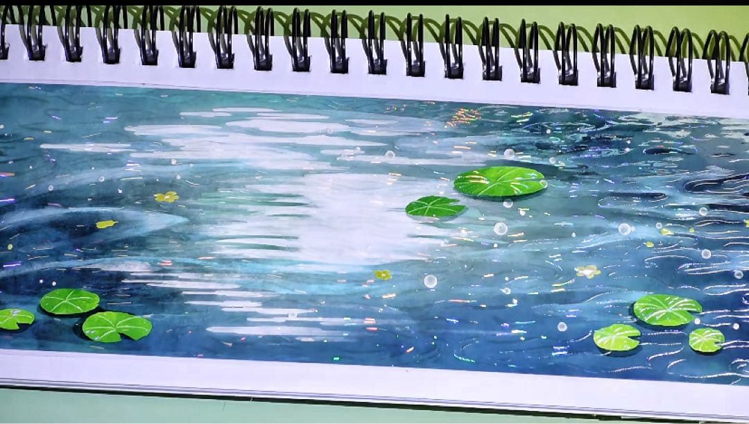 【9415】海外　マステ　6m巻　貝殻光マスキングテープ　夜　湖面　背景系