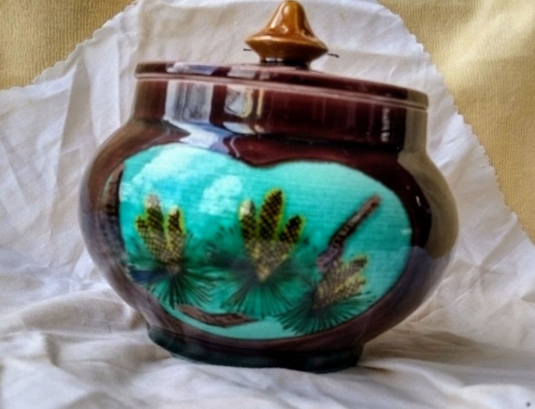 九谷焼　三代　浅倉五十吉（興成）　色絵　松二竹　香炉　共箱　共布　60サイズ