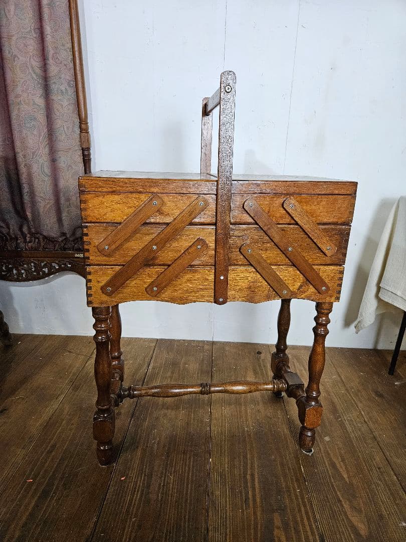 フランスアンティーク ソーイングボックス 木製 レトロ ディスプレイ 小物入れ