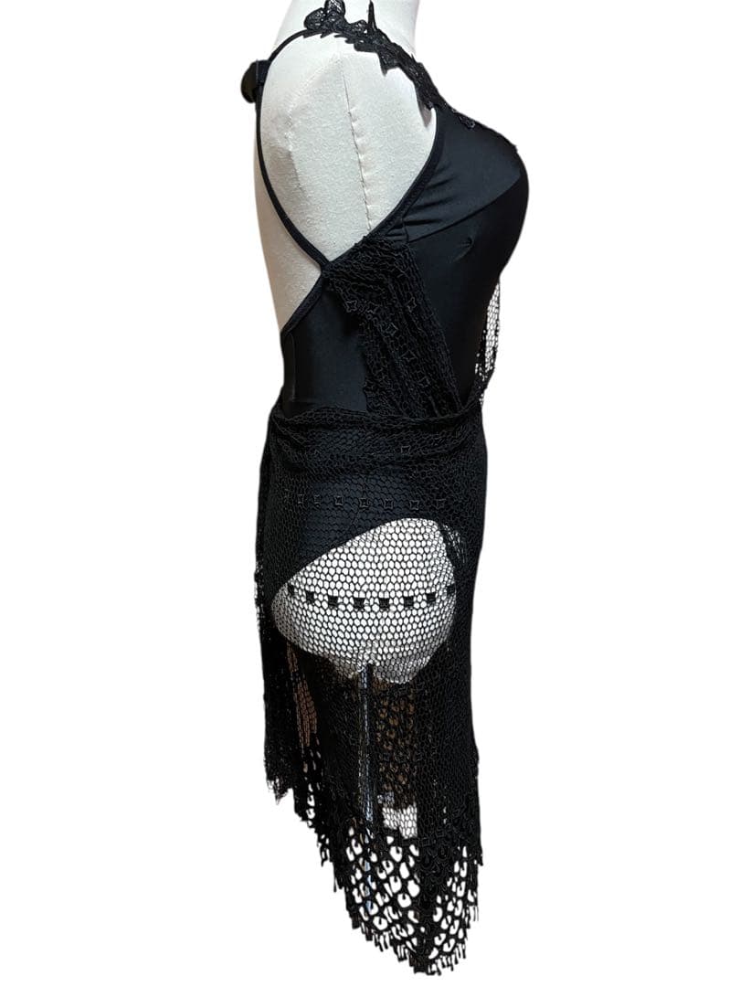 最終価格！❤️新品❤️タカダンス セクシーブラック総レースラテンドレスM社交ダンス