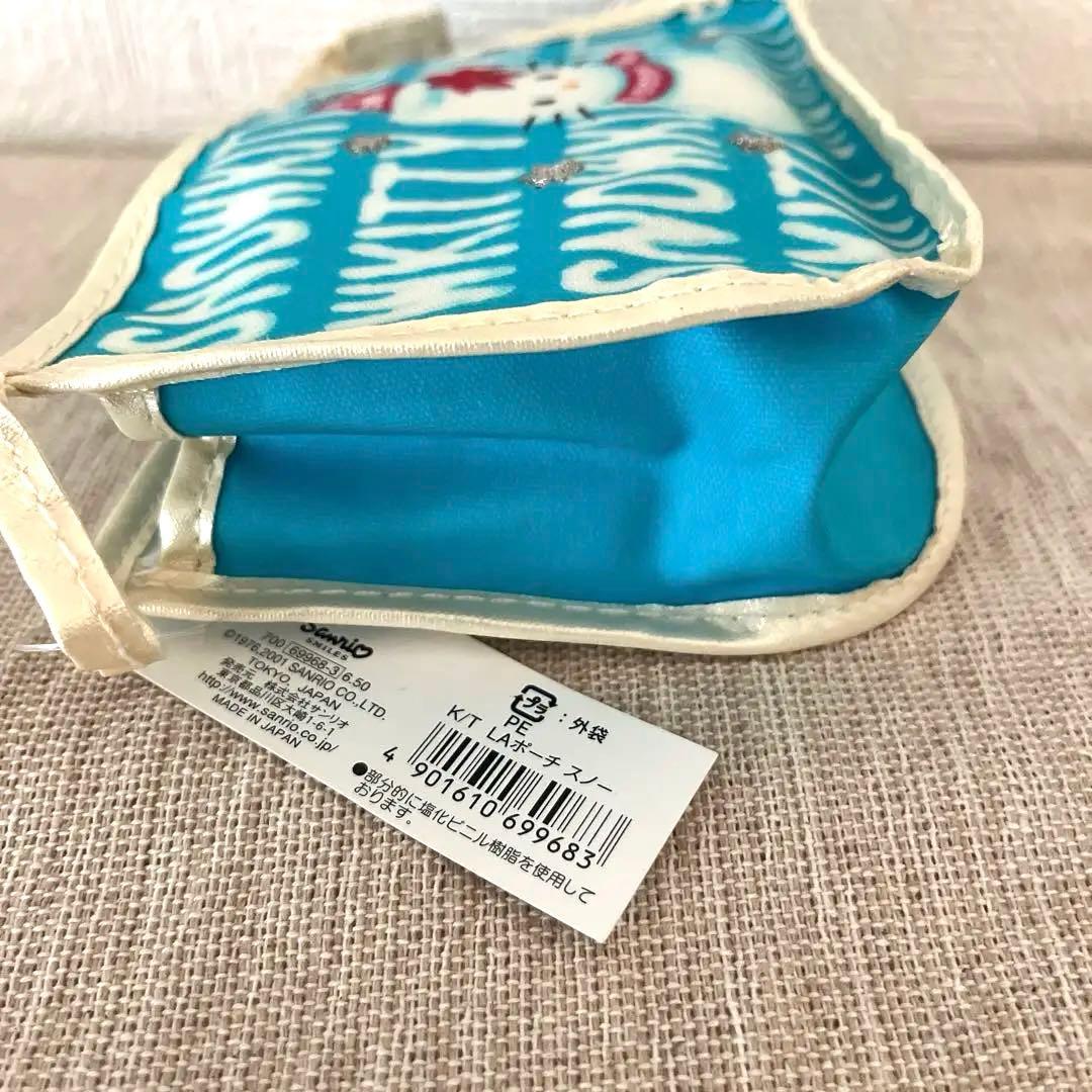 レア‼️スノーキティ ポーチ 青 ブルー 雪 雪だるま キティMan