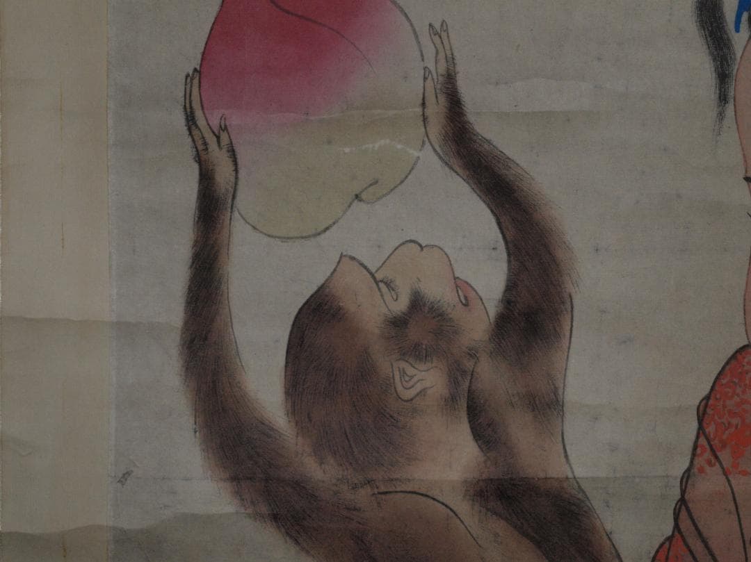 民間 肉筆掛け軸　清時代人物図　激安骨董品 祝寿图 AK2167A9-2