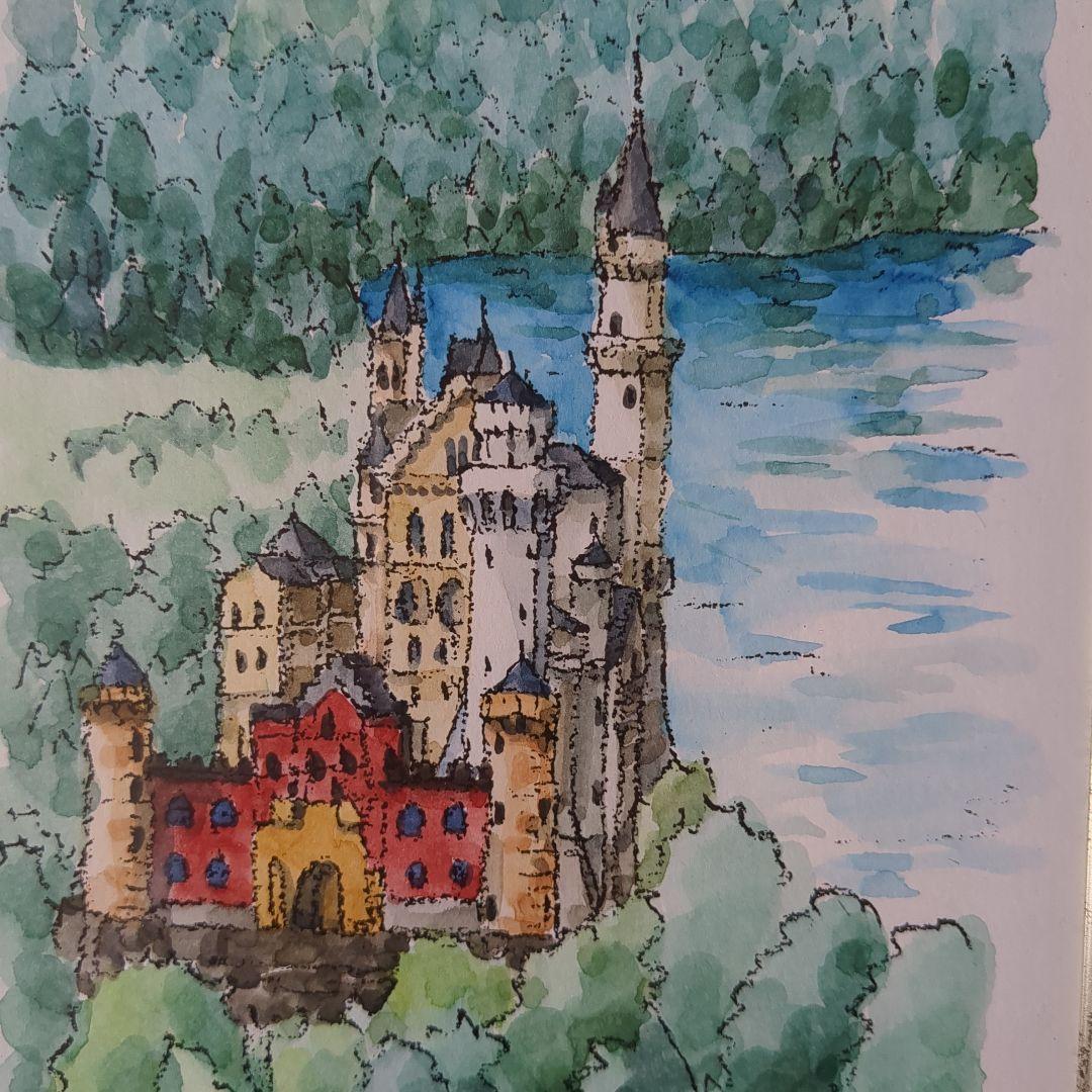 最終値下　高橋文平 水彩画 FUSSEN