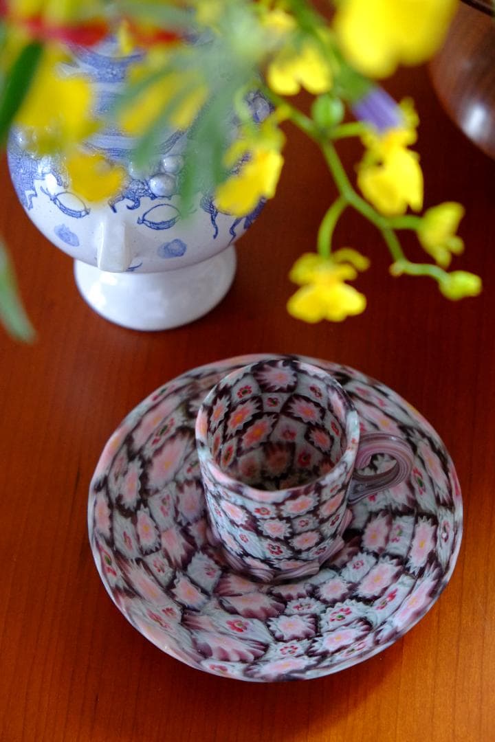 ミルフィオリ カップ＆ソーサー グラス 吹きガラス 江波冨士子/ムリーニ ガラス