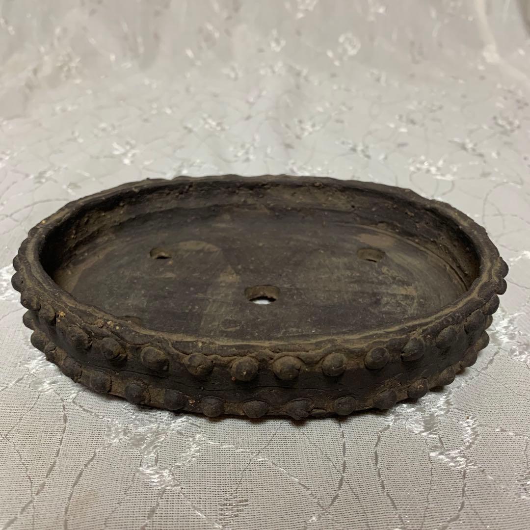 吉村秀峰　楕円　盆栽鉢　太鼓