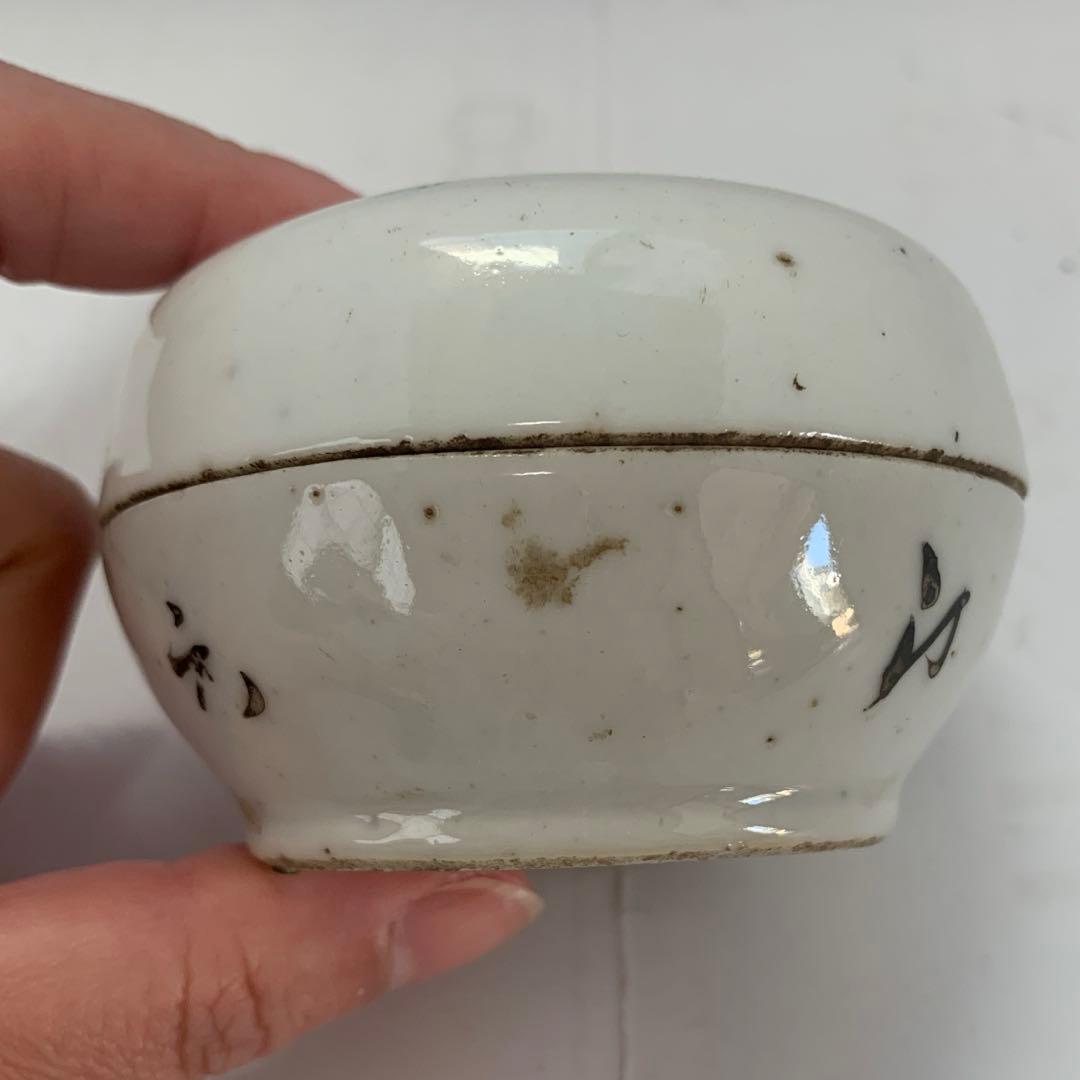 中国美術　白磁　美人絵　香合　送料込み