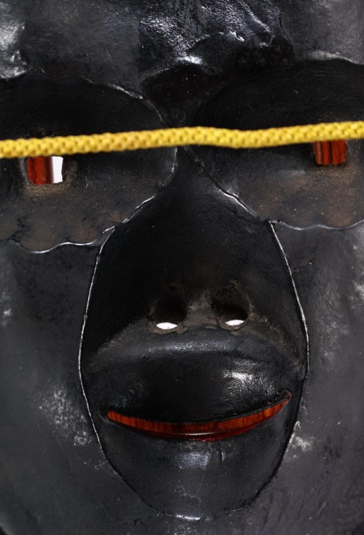 時代 古面　木彫彩色能面「小面」縦21cm　女面 お歯黒 能楽面　BK127