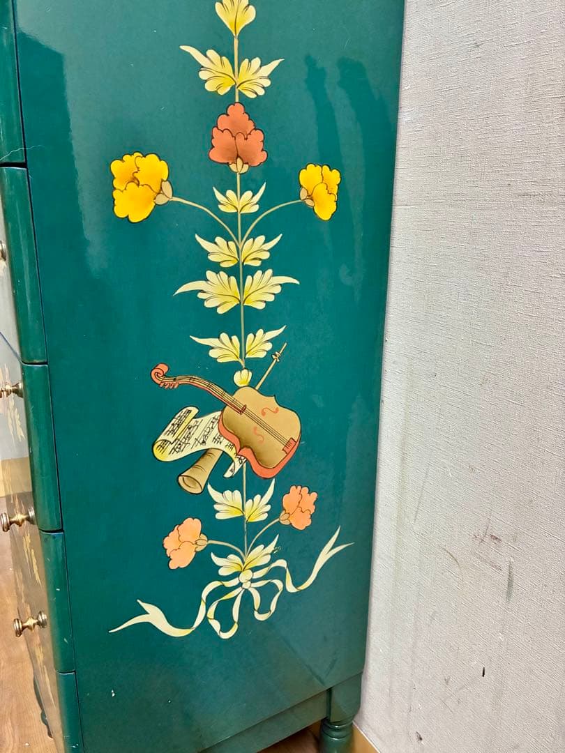 管455☆シノワズリ様式☆バイオリン☆6段チェスト