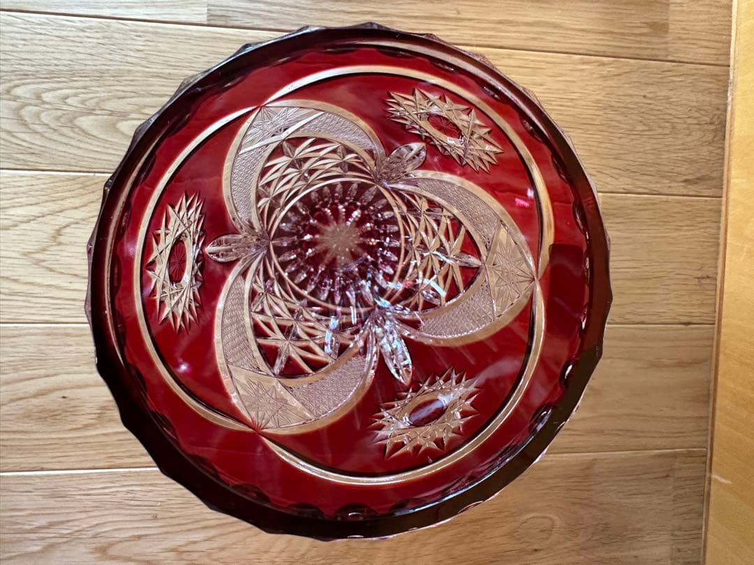 ラウジッツァー　クリスタル　花瓶　ハンドカット