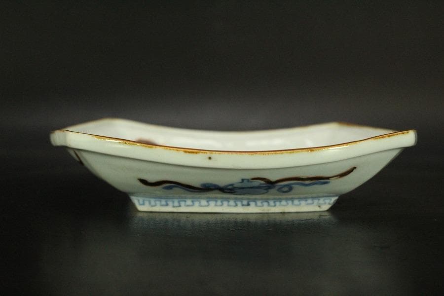 古九谷 四方 皿 うぶ出し 小皿 参考品(ZE576)