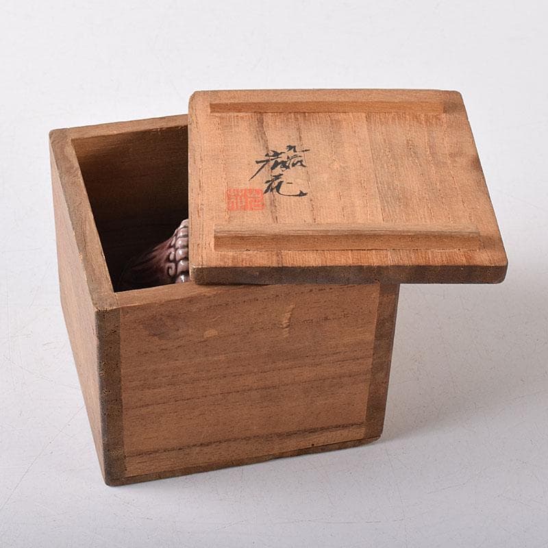 茶道具　九谷焼　九谷岩花造　色絵　獅子　香合　共布　共箱　V　R8226