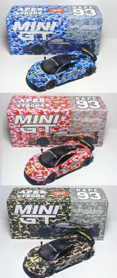 MINIGT リバティーウォークBAPE MCLAREN限定 3セットケース付き