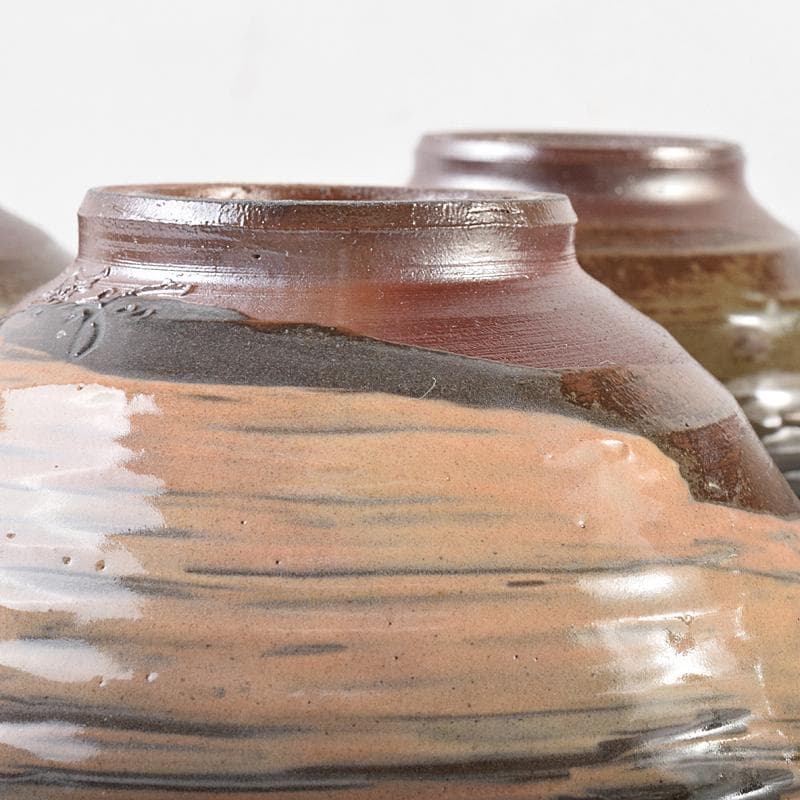 和食器　丹波焼　森本陶谷造　輪花向付　五客　共箱　V　R7729B