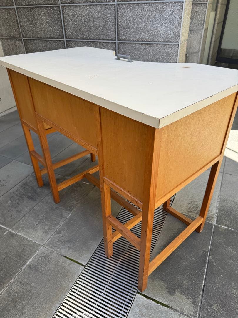 【希少】木製 彫金机 両袖タイプ アンティーク調 作業台