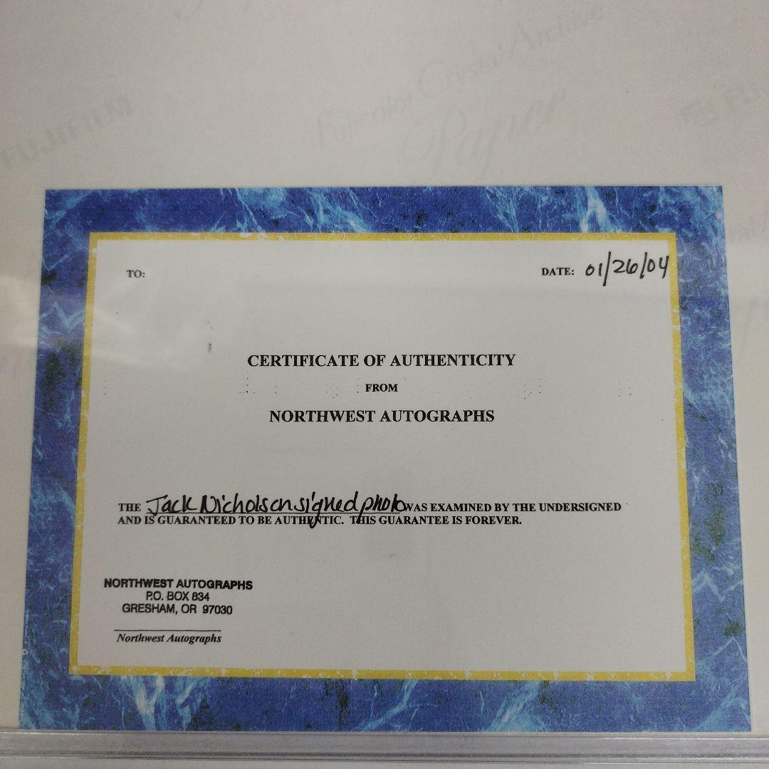 ハリウッド　ジャック・ニコルソン　直筆サイン入り8Ｘ10フォト 証明書付き