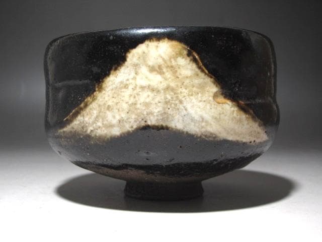 ★楽吉左衛門九代　了入　黒茶碗　富士の画　裏千家　十三代　円能斎の花押★x633