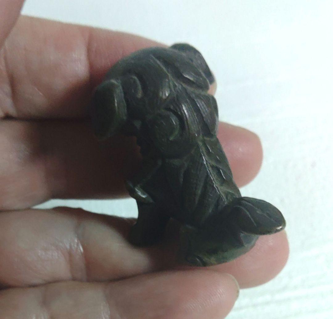 清朝　中国　古銅製　獅子　置物　イ10