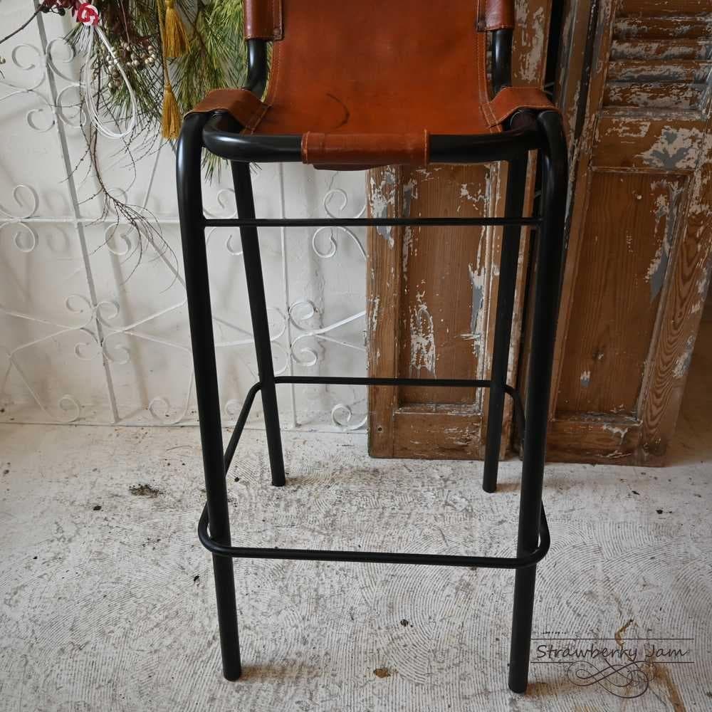 L3710-74-1 英国ヴィンテージ レザー ハイチェア カウンターチェア