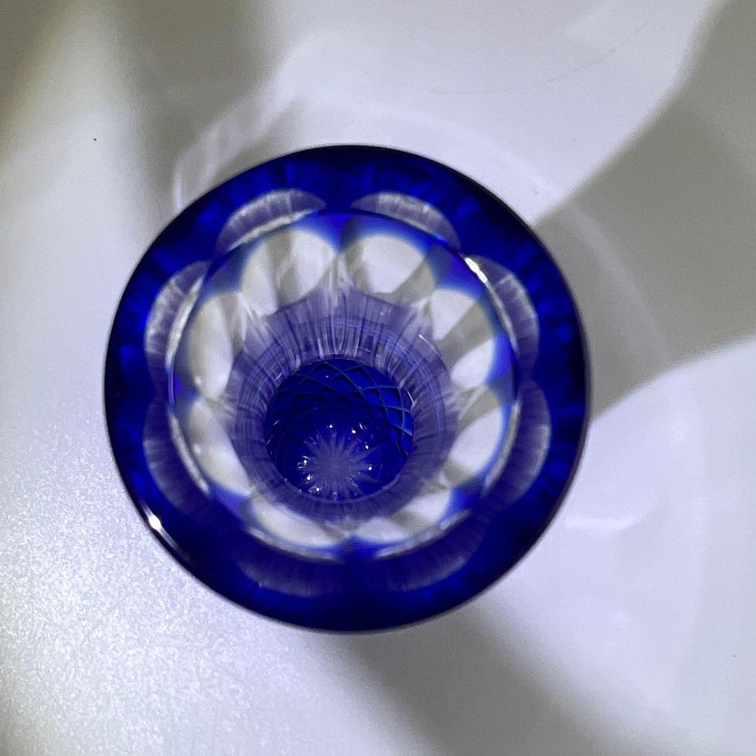 島津磯斉　薩摩切子色被ガラス鶴首花入　共箱　高さ15㎝　東Y7-0717⭐︎1F