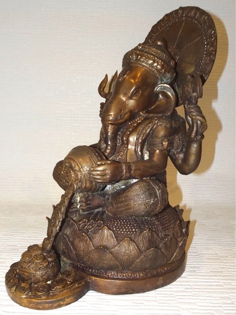 仏教美術　ガネーシャ　銅像　真鍮製　高さ33cm 重量6.6kg