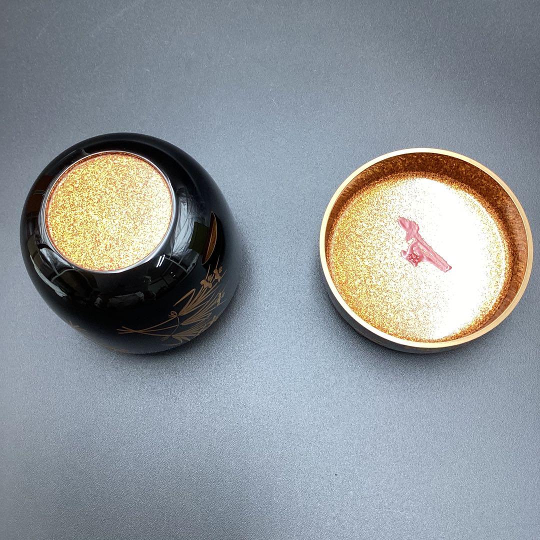 大棗内梨地　花扇蒔絵　鵬雲斉書付　吉田華正作 二重箱入