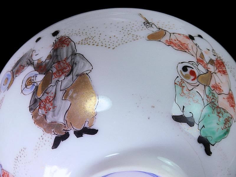 古伊万里　金襴手　唐子　童戯の図　蓋茶碗　E875ASA-CPg