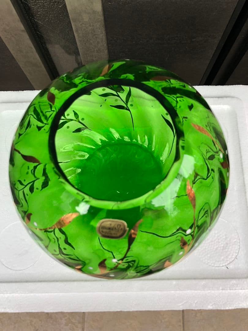 ボヘミアグラス　カリグラス　チェコスロバキア　三越　花瓶　ガラス工芸　伝統工芸