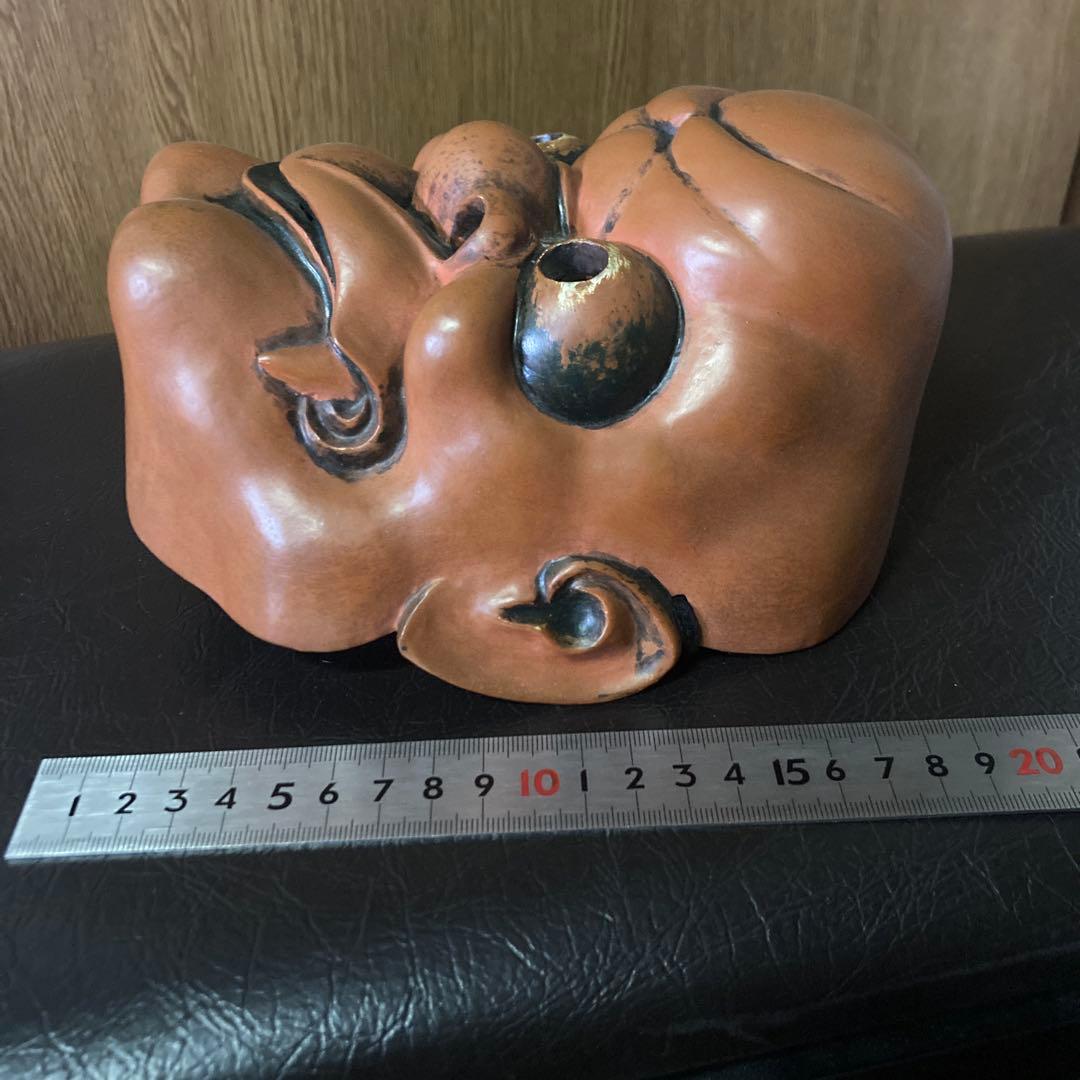 能面　神鳴り　木彫り