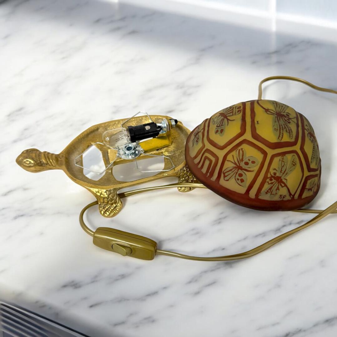 EmileGalle　高さ11㎝【証明書付属】ガレ復刻 亀モチーフ 小型ランプ