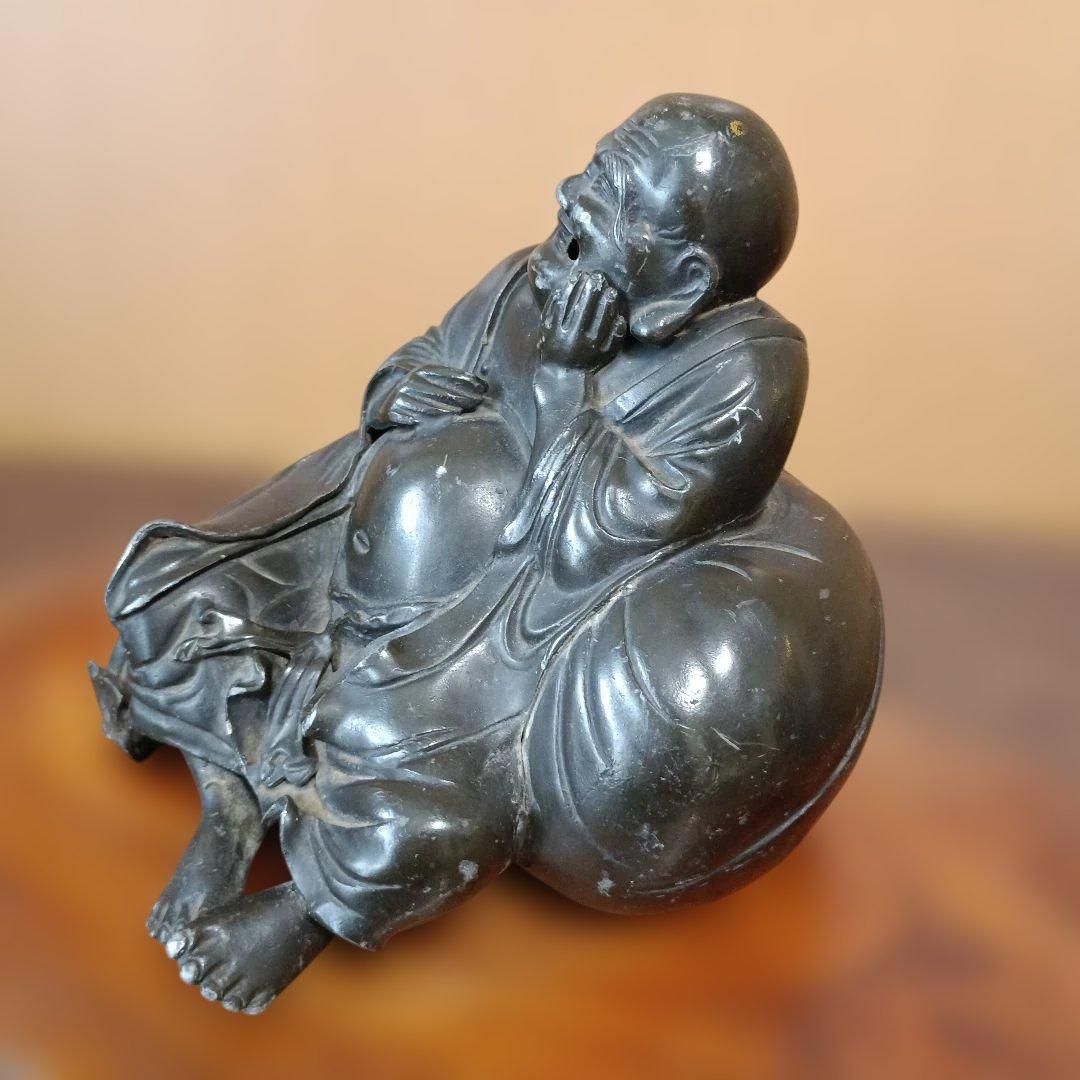 アンチモニー製　布袋尊の座像置物　七福神