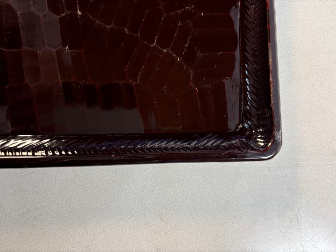 アンティーク　讃岐彫　古い松材のくり貫き角盆(四方盆)5枚セット　②