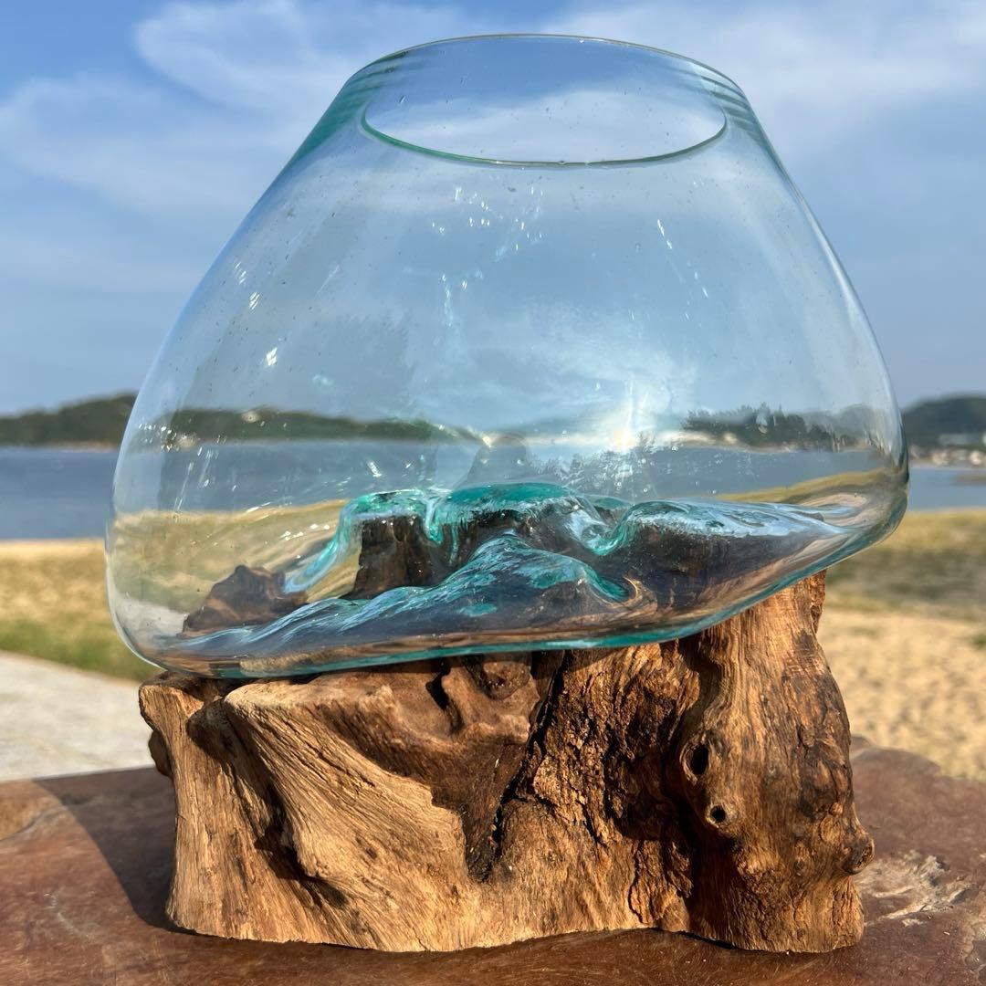 流木ガラスオブジェ特大F 花瓶 金魚鉢 テラリウム フラワーポット 水槽 アート