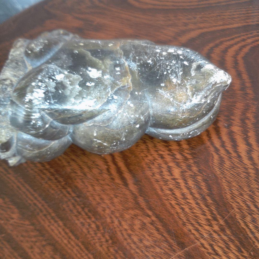 骨董５ イヌイット?黒色石製座仏像