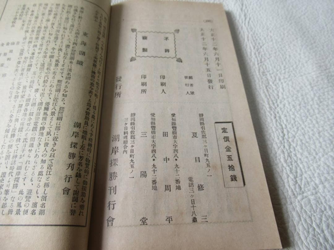 ◆極希少 大正12年◆浜名湖観光案内『浜名湖畔 湖岸探勝』木版画 表紙 100頁