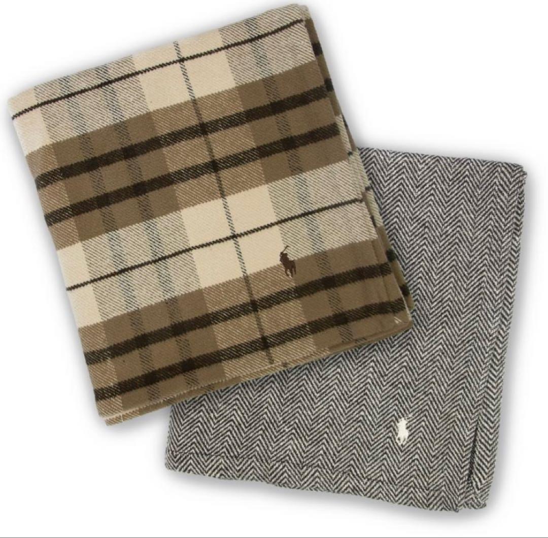 【新品】ラルフローレン　コットンブランケット　ヘリンボーン