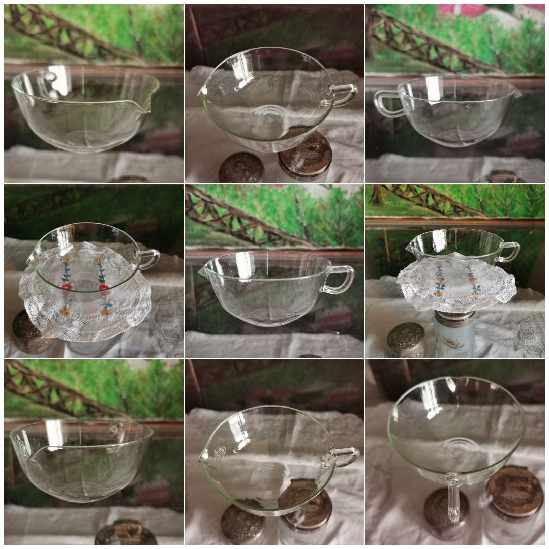 ドイツヴィンテージ薄口 イエナガラス 片口ピッチャー 淡グリーン軽いティーカップ