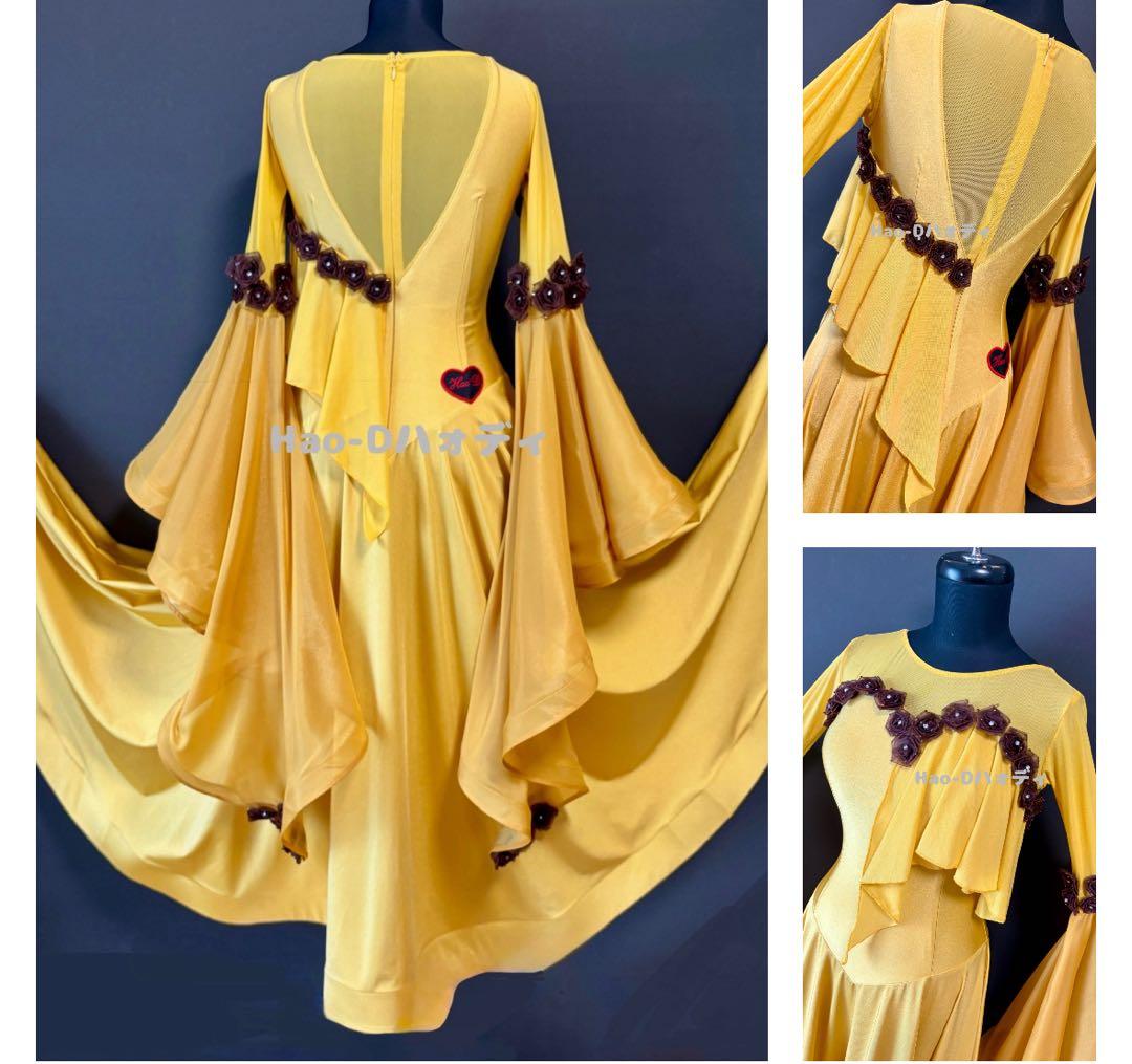 新品★ダンスドレス★スタンダード★社交ダンス★競技会★パーティー★サフラン