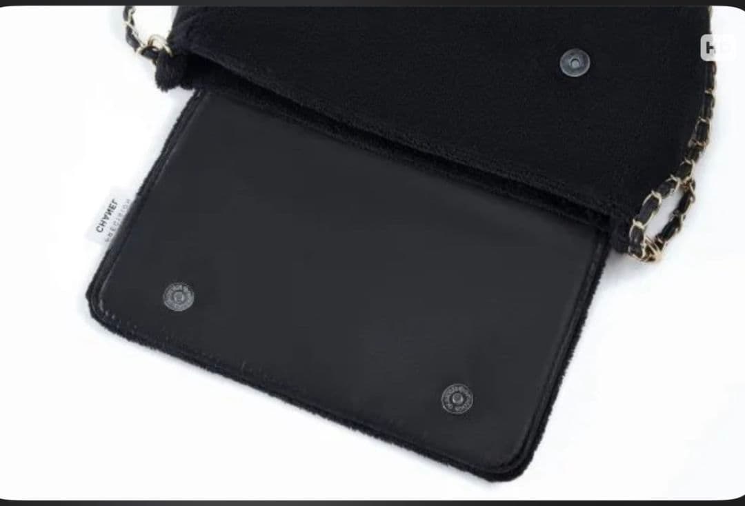 CHANEL ノベルティブラックショルダーバッグ ブラックロゴ付き