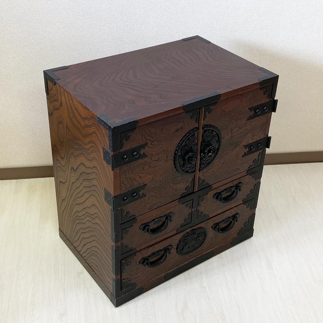 民芸家具 駿河民芸小箪笥 伝統的な日本の木製タンス