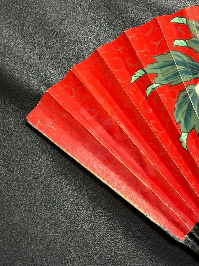 扇子　32cm 中啓　鬼扇　赤地一輪牡丹図　仕舞扇　能楽　舞踊　衣装　着物
