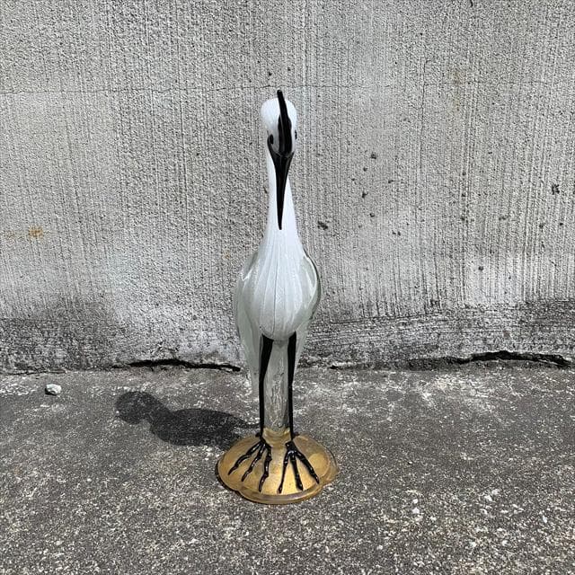 Salviati｜murano/ムラーノ｜ガラスオブジェクト｜白黒｜鳥｜