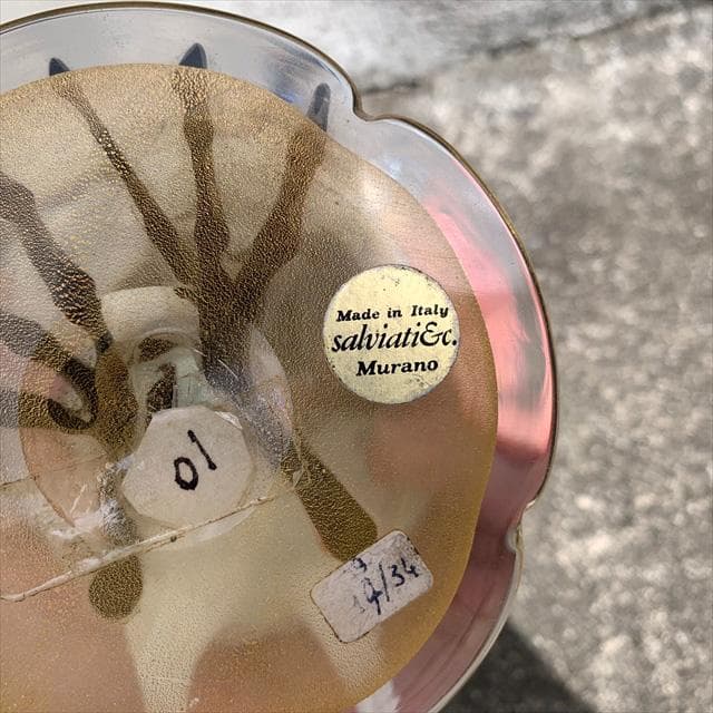 Salviati｜murano/ムラーノ｜ガラスオブジェクト｜白黒｜鳥｜