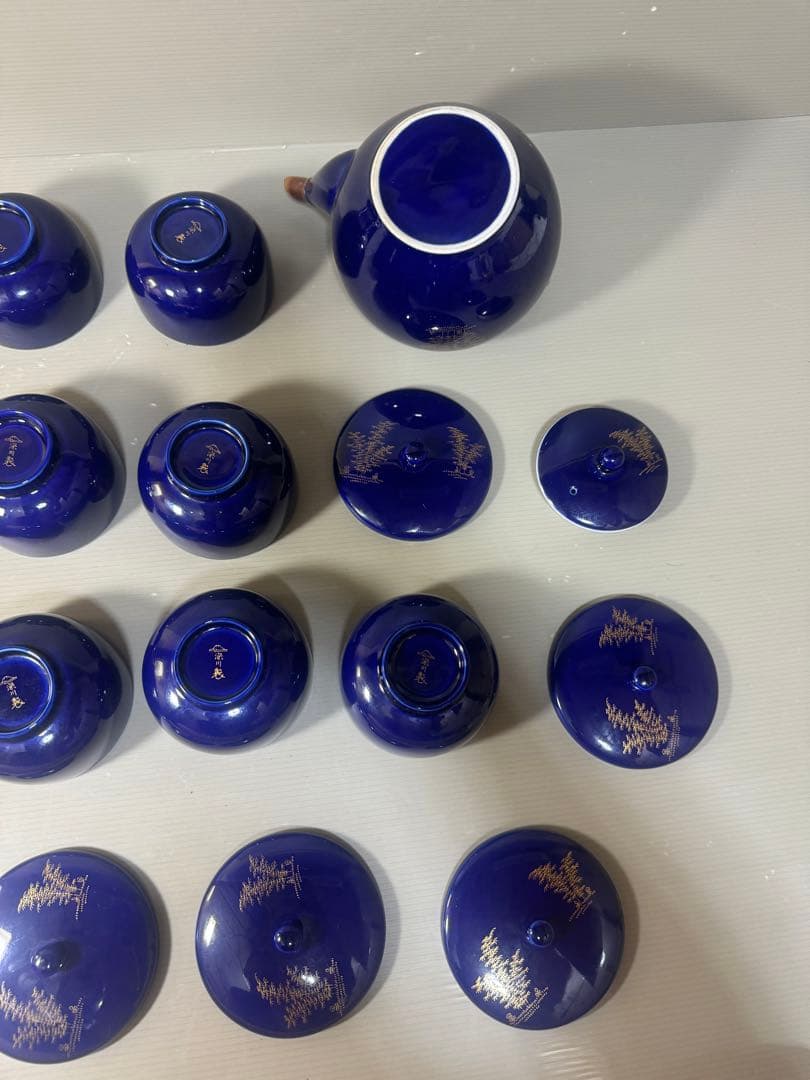 2488 深川製磁　茶器セット　急須1客　湯呑蓋付10客