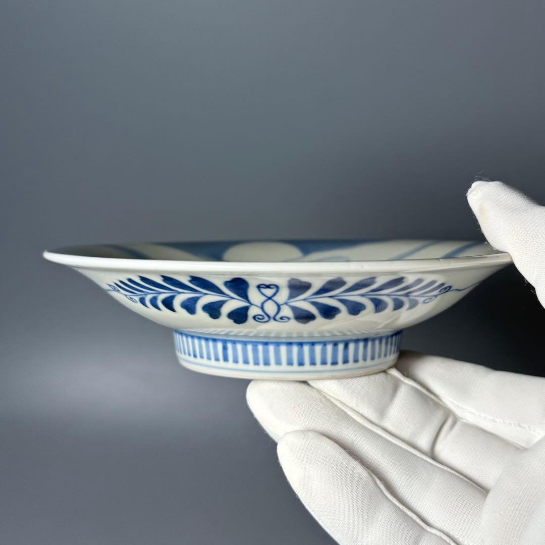 後期鍋島　1850-1870年代　染付網干文皿　古美術　献上鍋島図録掲載　名品