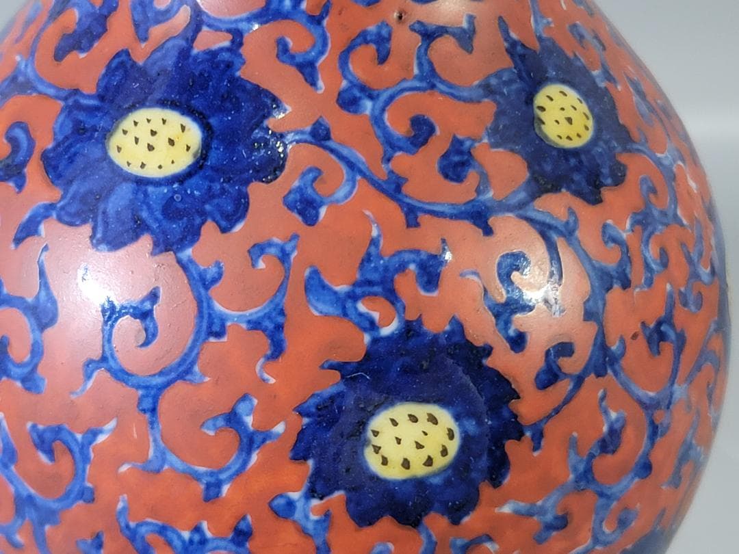 中国 色絵 瓢箪形 瓶 DT730