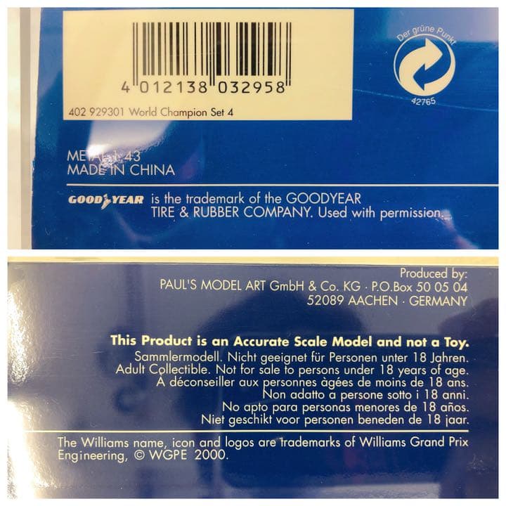 【限定】 ミニチャンプス ウィリアムズ 1/43 F1 FW14B FW15C