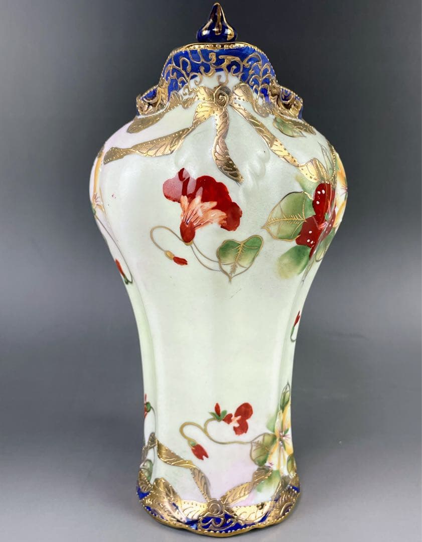 【美品】オールドニッポン 約２４cm 金盛り 花紋 チョコレートポット ティー